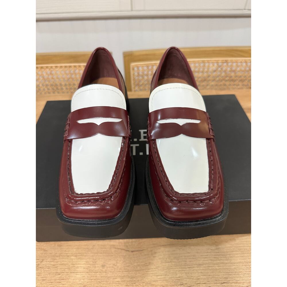 G.H.BASS & CO. Bowery Square Toe Penny Loafers Wine Combo Leather Size 5.5 NIB - Picture 6 of 15